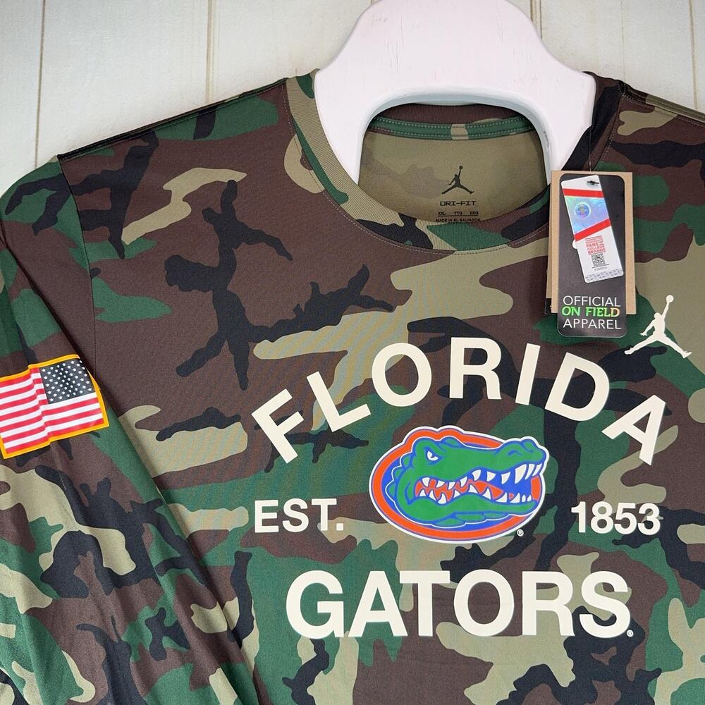 Nike Jordan Florida Gators Camo Long Sleeve Shirt Mens 2XL Green Dri-Fit